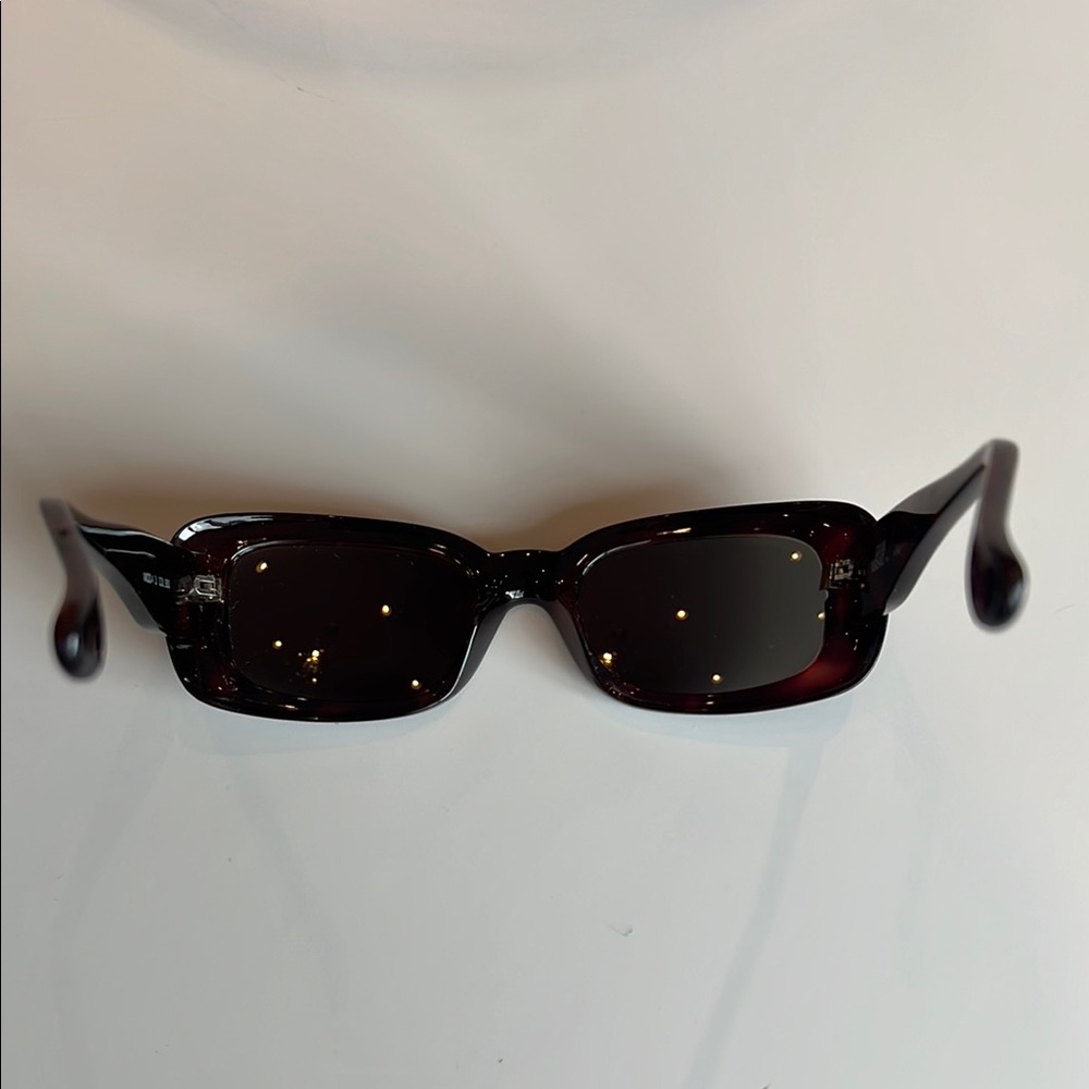 Versace Brown Rectangular Sunglasses With Glossy … - image 4